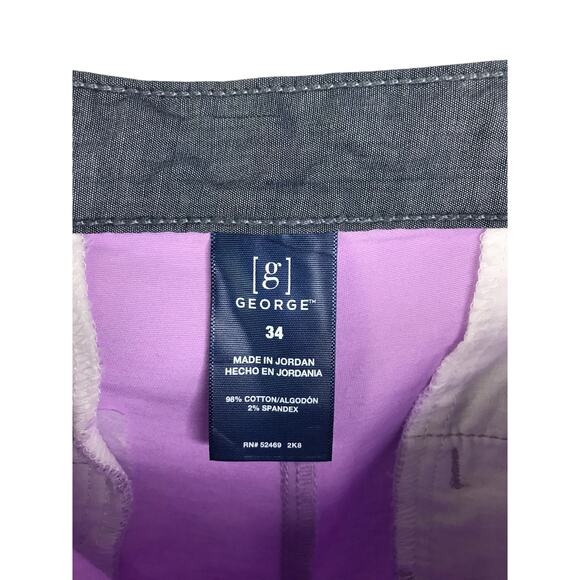 George Shorts Mens Size 34 Purple Angle Pockets Above the Knee Flat Front - Picture 5 of 6